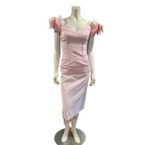 Vintage Beverly Hills Bridesmaids Pink Bow Cocktail Dress  7 / 8